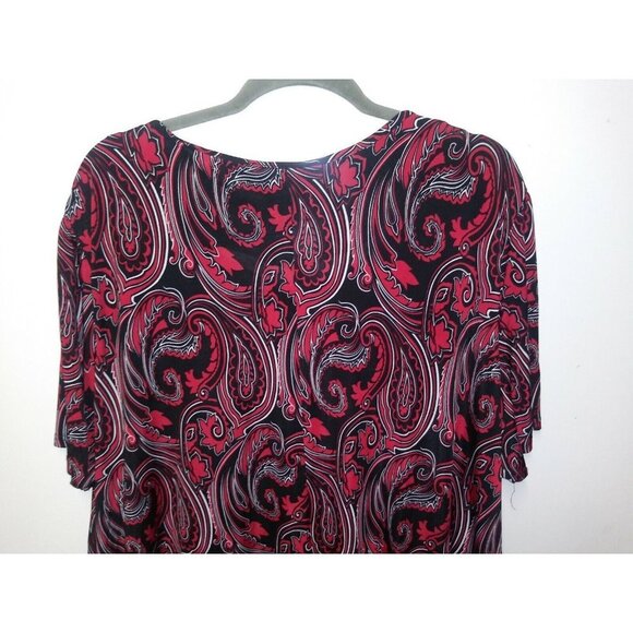 Lane Bryant Dress Plus Sz 2X Paisley red black Stretch Pockets Jumper Maxi dress - Picture 5 of 8